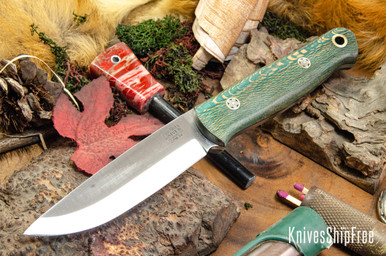 Bark River Knives: Bushcrafter II - CPM 3V - Emerald Green Maple