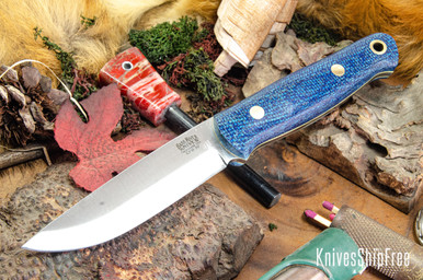 Bark River Knives: Bushcrafter II - CPM 3V - Navy Burlap - Yellow