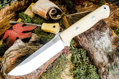 Bark River Knives: Bravo 1.25 LT - CPM 3V - Antique Bone Linen Micarta