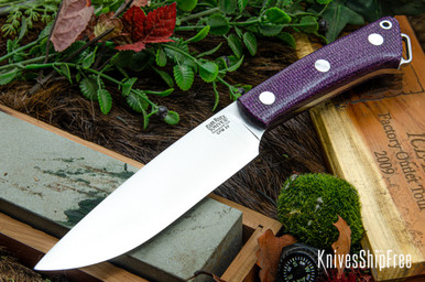 Bark River Knives: Fox River II LT - CPM 3V - Purple Burlap Micarta