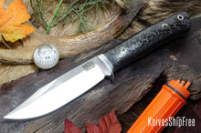 Bark River Knives: Hildi - CPM-CruWear - Black Carbon Fiber - Blue Liners - Mosaic Pins