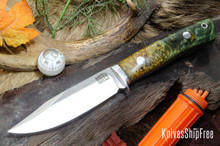 Bark River Knives: Hildi - CPM-CruWear - Green & Gold Tigertail Burl