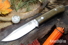 Bark River Knives: Hildi - CPM-CruWear - Green Canvas Micarta