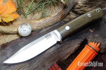 Bark River Knives: Hildi - CPM-CruWear - Green Canvas Micarta - Red Liners