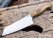 Lishen Knives: Bunka - Natural Canvas Micarta - Brass Pins - Blue Liners - LK08DJ015