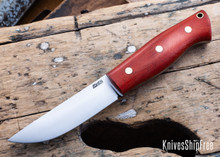 Lishen Knives: Woodsman - Red Canvas Micarta - Brass Pins - LK08DJ046