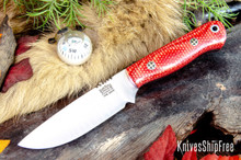 Bark River Knives: Bravo Necker 2 - CPM-S45VN - Firedog Canvas Micarta - Red Liners - Mosaic Pins