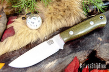 Bark River Knives: Bravo Necker 2 - CPM-S45VN - Green Canvas Micarta - Red Liners