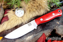 Bark River Knives: Bravo Necker 2 - CPM-S45VN - Red Linen Micarta - White Liners