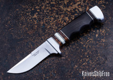 Alan Warren Custom Knives: #2579 Grizzly Hunter - African Blackwood - Fossil Walrus Ivory, Ironwood Burl, Black G10 & Nickel Silver Accents - CPM 154