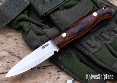 Lishen Knives: Lynx - Scandi Grind - Desert Ironwood - Brass Pins