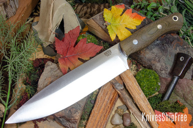 Bark River Knives: Aurora III - CPM 3V - Green Canvas Micarta
