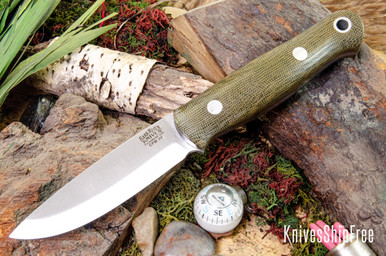 Bark River Knives: Bushcrafter LT - CPM 3V - Green Canvas Micarta