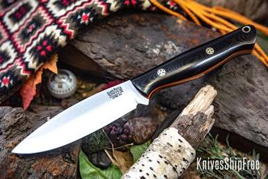 Bark River Knives: UP Gunny 3V - Black G-10 - Thick Orange Liners
