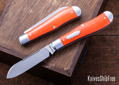 Jack Wolf Knives: Eureka - 14C28N - Bengal Orange Vibe Linen