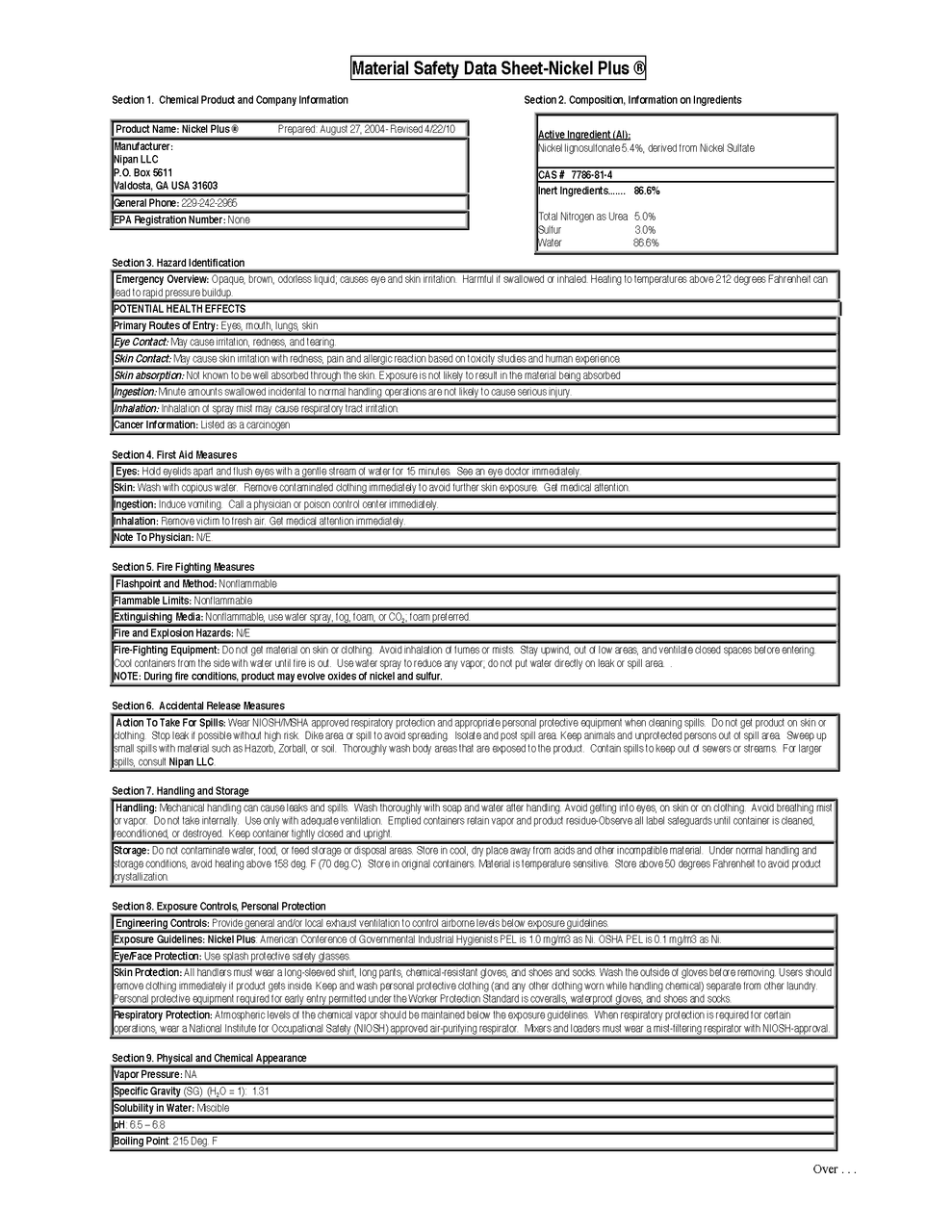 Nickel Nutrient Supplement for Trees