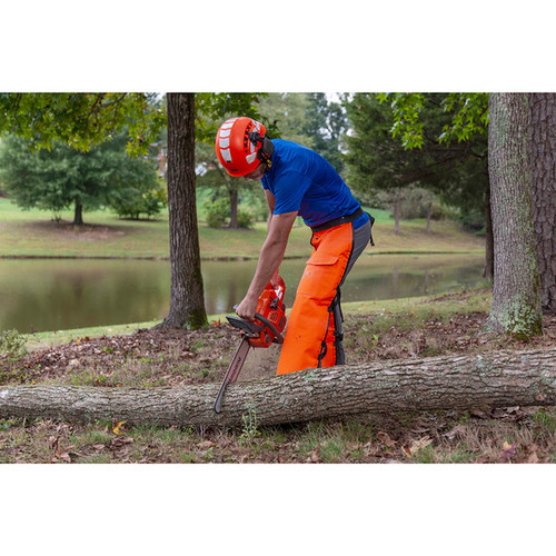 Notch Apron Style Chainsaw Chaps action