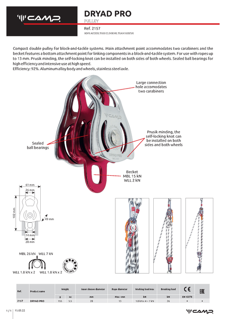 Camp Dryad Pro Double Pulley