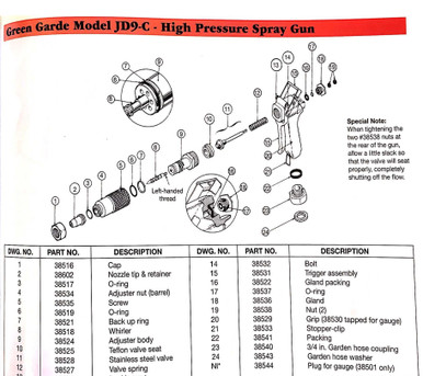 Green Garde JD9 Spray Gun Screw 38535