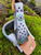 SOLD - Stirrups - Silver with Purple Velvet and Blue Zircon