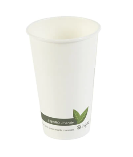 Coffee Cup 16oz Compostable White Single Wall x 1000 - PPS