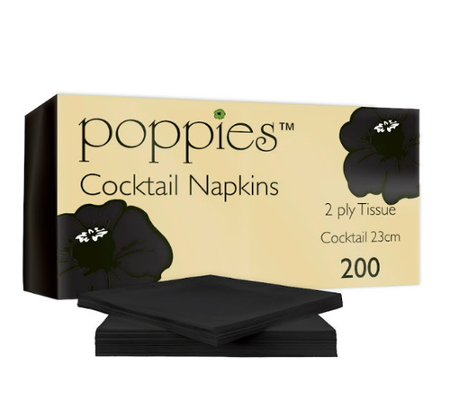 Cocktail Napkin 23cm 2ply Black x 4000