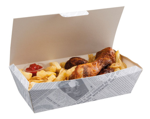 Newsprint Rectangular Food Box (240 x 125 x 60mm) x 150