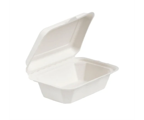 Bagasse Clamshell Hinged Box 7" x 5" x 600