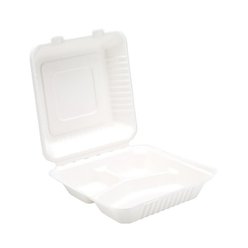 Bagasse 9" 3 Compartment Meal Box x 200
