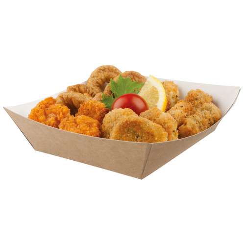 Open Kraft Tray Medium 148x139x42mm x 500 Compostable
