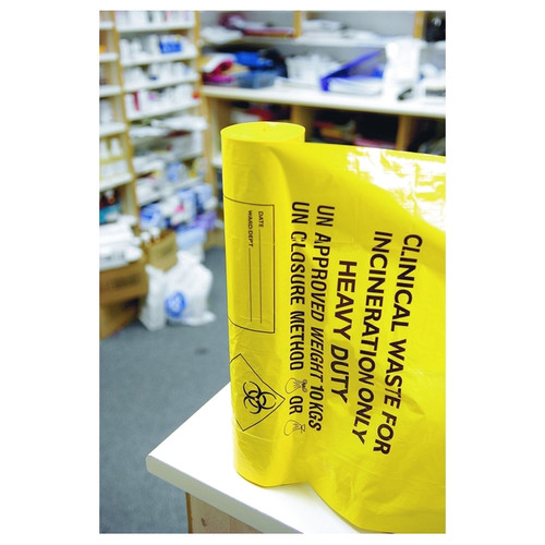 Clinical Waste Yellow Sacks Heavy Duty 90 Litre On a Roll