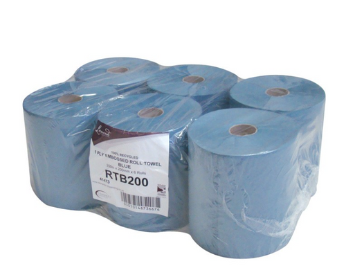 Blue Leonardo Roll Towel 1ply 20cm x 200m x 6