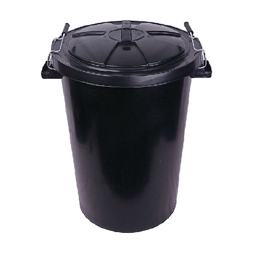 Refuse Bin 90litre Black with Lid & Clasp