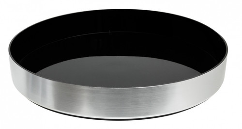 Non Slip Walled Black Tray Brushed Aluminium Effect