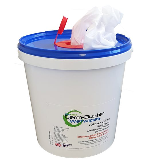 Hard Surface Anti Viral Wipes 500 Sheet Tub (Germbuster)