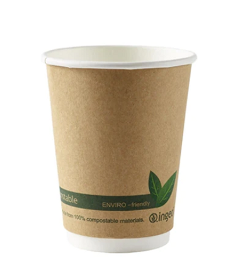 Coffee Cup 12oz Compostable Double Wall Kraft x 500
