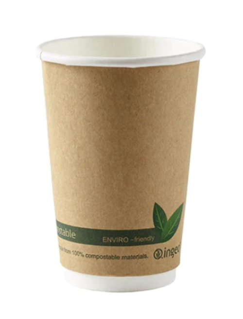 Coffee Cup 16oz Compostable Double Wall Kraft x 500