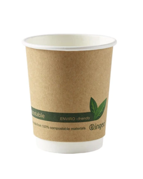 Coffee Cup 8oz Compostable Double Wall Kraft x 500