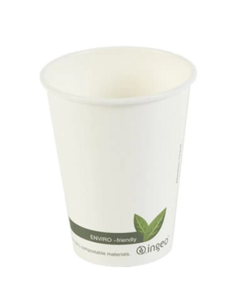Coffee Cup 12oz Compostable White Single Wall x 1000