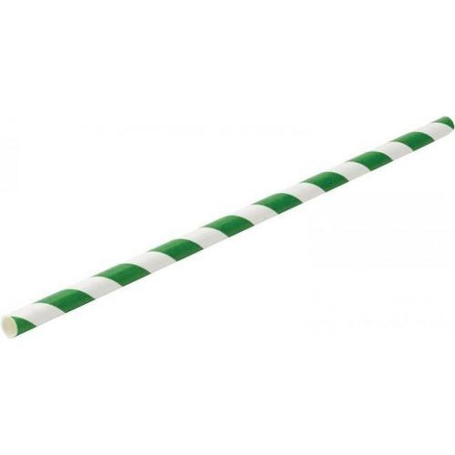 Paper Sip Straw Green & White 5.5" x 250