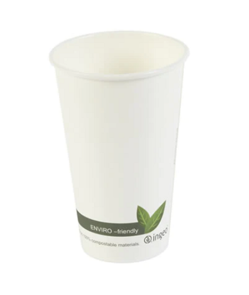 Coffee Cup 16oz Compostable White Single Wall x 1000