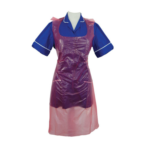 Polythene Apron On a Roll 27" x 42" 15Mu Red x 200