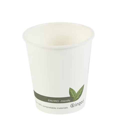 Coffee Cup 6oz Compostable White Single Wall x 1000