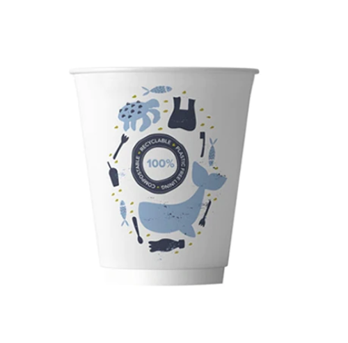 Double Wall 8oz Compostable Aqueous Cup x 500