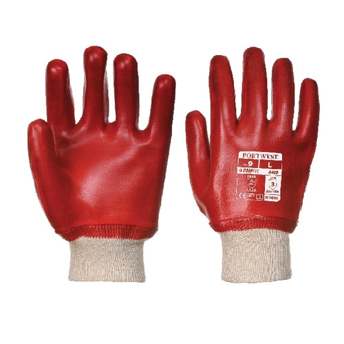 Red PVC Coated Knit Wrist Gloves x 10