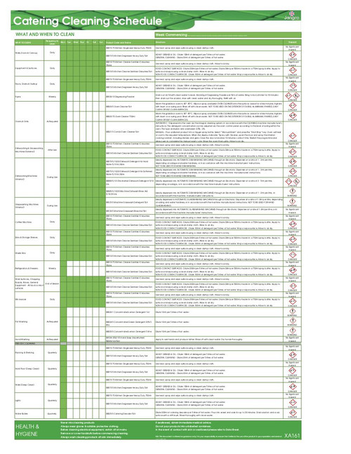 Catering Cleaning Schedule A3