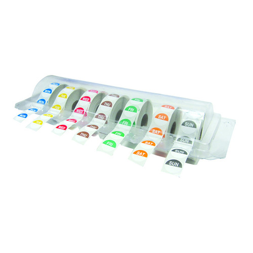 7 Day Dispenser for 19mm Day Label Rolls (7 Rolls of 1000 included)