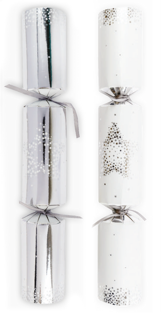 Silver & White Star Crackers 12" x 50