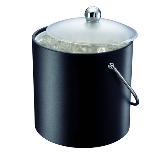 Matte Finish Insulated Ice Bucket with Scoop Black 3000ml