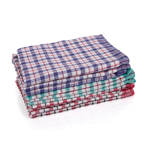 Tea Towel Coloured Check x 10